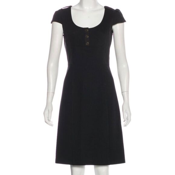 Diane Von Furstenburg Y2K Navy Blue Cap Sleeve Stretch Fit Flare Stretch Dress 4 - Picture 2 of 16